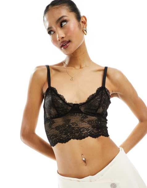 Top negro de tirantes de encaje de ASOS DESIGN - view 1