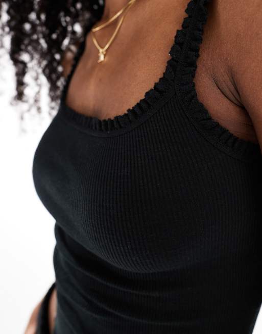 Top negro de tirantes de punto liso de Cotton On, 4 de 4