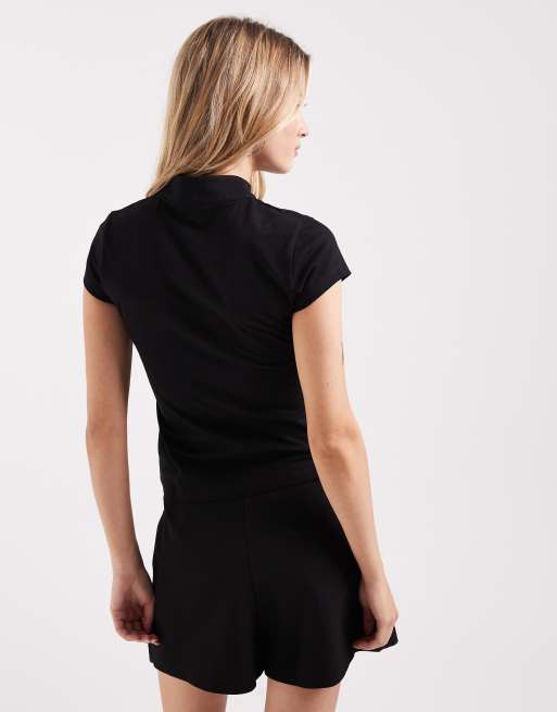 Top negro entallado con cuello alzado de ASOS DESIGN, 3 de 4