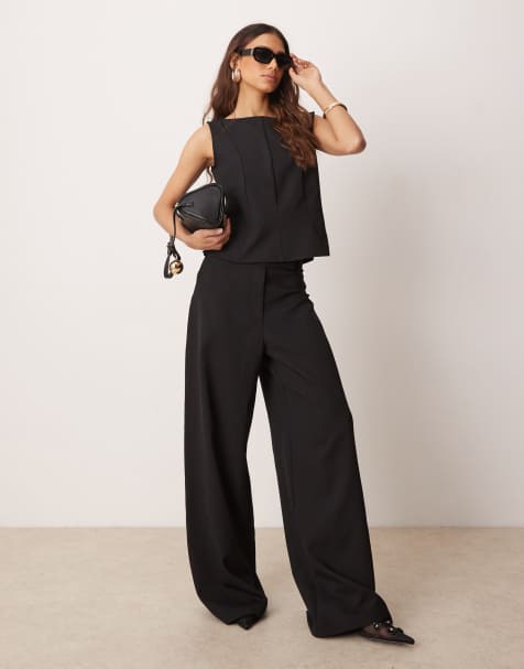 Top negro entallado con cuello barco de ASOS DESIGN (parte de un conjunto) - view 1