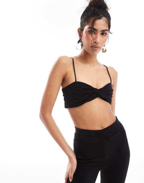 Top negro estilo bralette con detalle retorcido en la parte delantera de & Other Stories - view 1