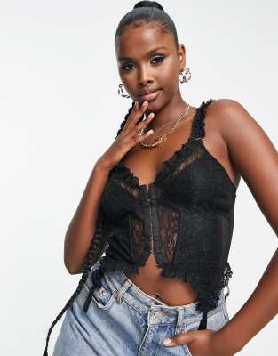 Corsé De Encaje Con Volant Y Borlas Para Mujer, Corsé De Manga Larga, Corpiño Sexy, Entrenador