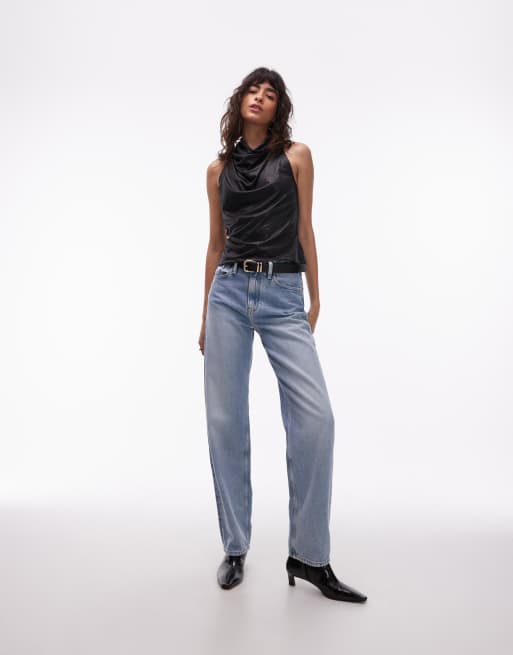 Top negro metalizado sin tirantes con cuello desbocado de ASOS DESIGN, 3 de 4