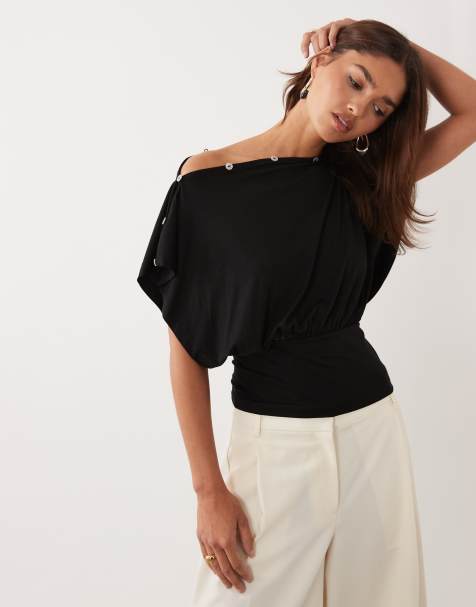 Top negro multiposición con botones de ASOS DESIGN - view 1