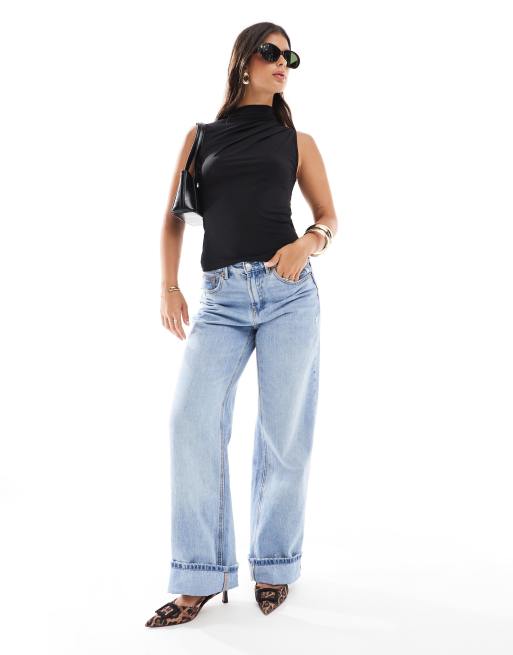 Top negro sin mangas con cuello drapeado de PIECES, 4 de 4