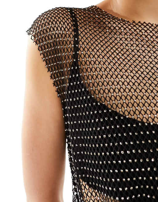 Top negro sin mangas con diseño brillante Calytric de AllSaints, 2 de 4