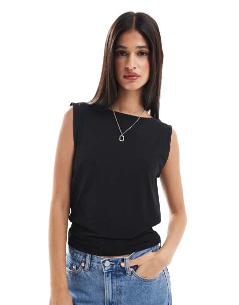 Top negro sin mangas efecto cascada con diseño reversible de JDY - view 1