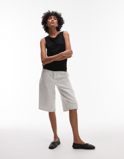 Top negro sin mangas fruncido con cuello desbocado Clea de Levi's, 3 de 4