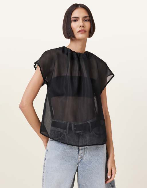 Top negro transparente Trisha de AllSaints