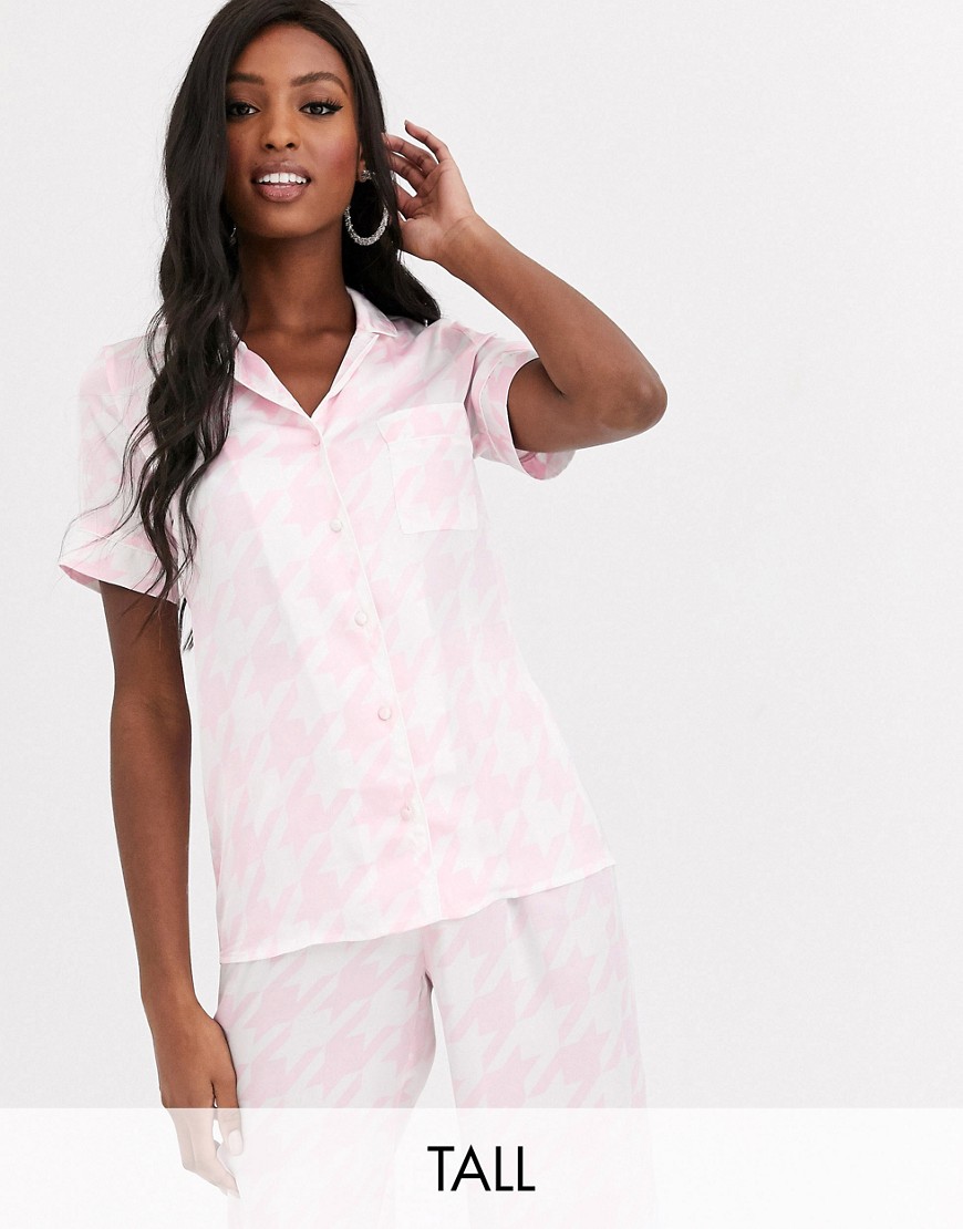 фото Топ от пижамы с узором \"гусиная лапка\" missguided tall-розовый