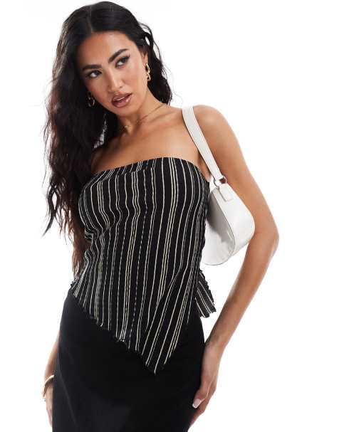 Top palabra de honor asimétrico a rayas de ASOS DESIGN - view 1