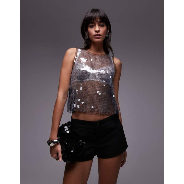 Camiseta Marron Camisetas De Fiesta Mango Cuello Halter Tops Mujer