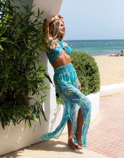 Top playero con estampado floral retro y cuello halter de South Beach x Miss Molly - view 1