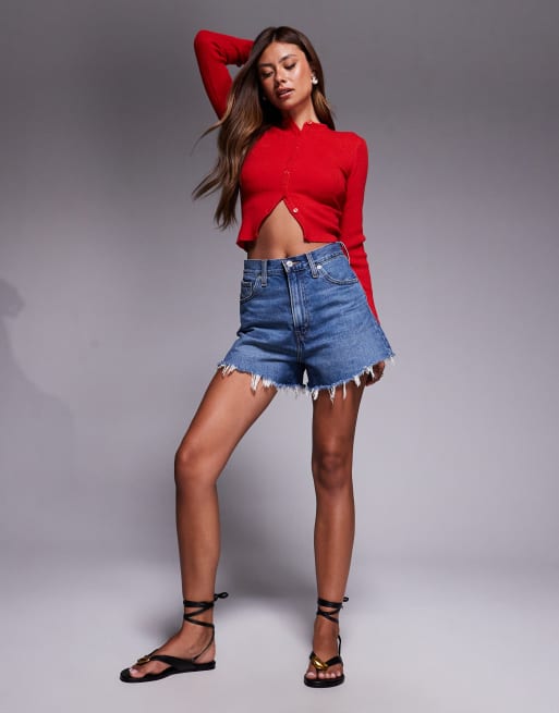 Top rojo abotonado de punto acanalado de Princess Polly, 2 de 4