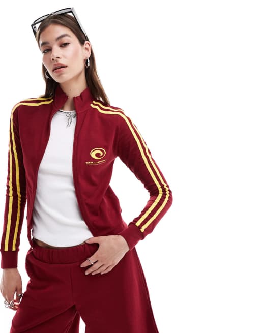 Top rojo con diseño encogido, cremallera y cuello alzado de COLLUSION (parte de un conjunto)