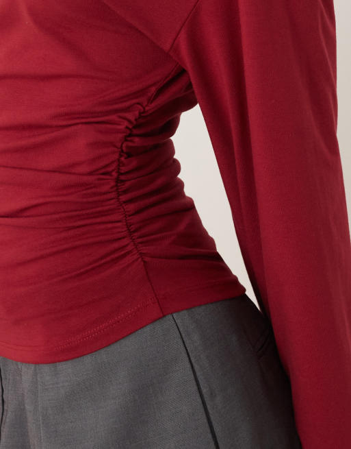 Top rojo con mangas anchas de tejido suave de Gina Tricot, 4 de 4