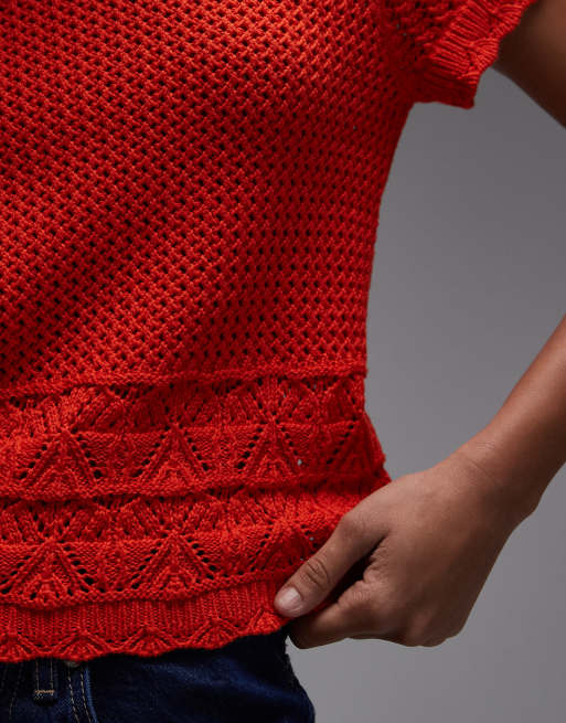 Top rojo de punto de croché de Levi's, 4 de 4