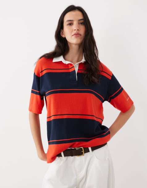 Top rojo y negro a rayas de estilo rugby con botones de GANT - view 1