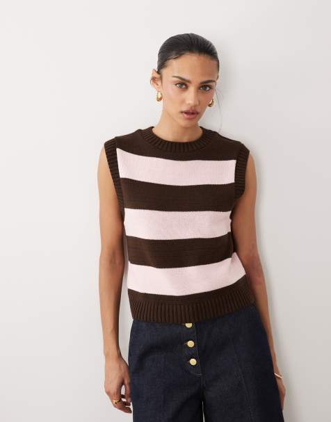Top rosa a rayas sin mangas de punto de ASOS DESIGN - view 1