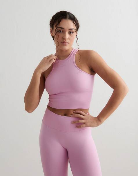 Top rosa caramelo moldeador con cuello de nadadora sin costuras de algodón de Aim'n - view 1