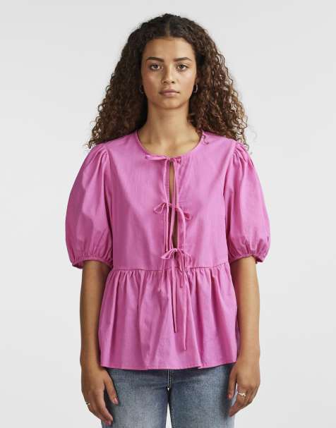 Top rosa clavel con mangas abullonadas de Pieces - view 1