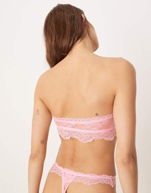 Top rosa con escote palabra de honor de encaje Lyla de ASOS DESIGN, 4 de 4