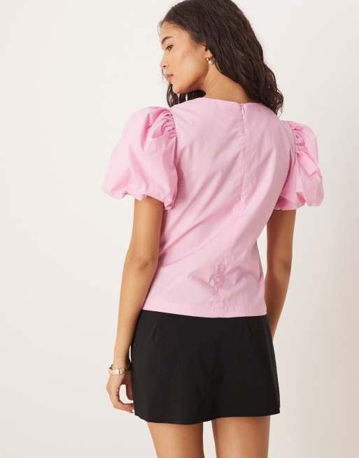 Top rosa con mangas abullonadas y lazos delanteros de Sister Jane, 4 de 4