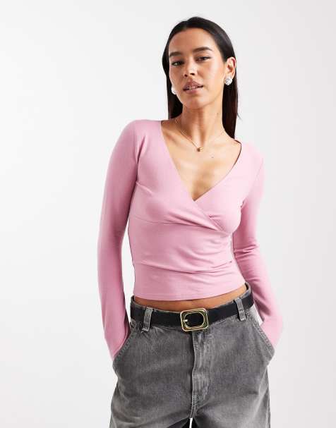 Top rosa cruzado de manga larga de Hollister - view 1