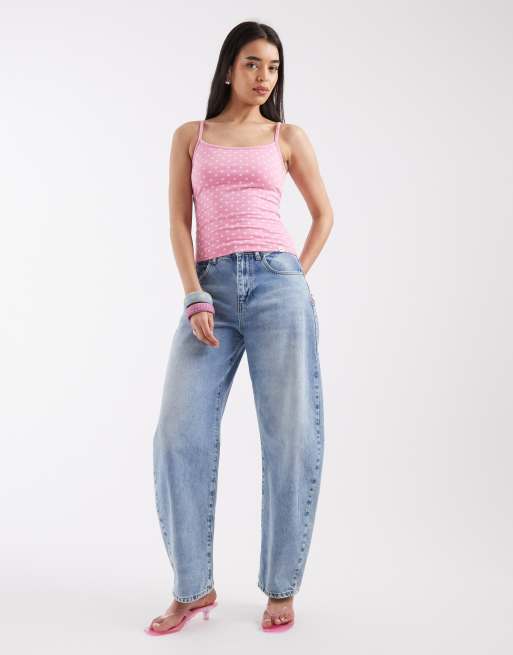 Top rosa de tirantes reversible con estampado de lunares de Hollister, 2 de 4