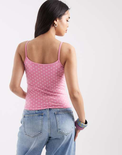 Top rosa de tirantes reversible con estampado de lunares de Hollister, 4 de 4