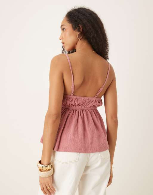 Top rosa empolvado de tirantes de tejido texturizado efecto rugoso de ASOS DESIGN, 4 de 4