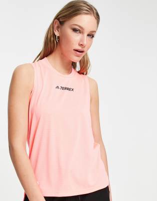 Top rosa luminoso sin mangas con logo de adidas Terrex