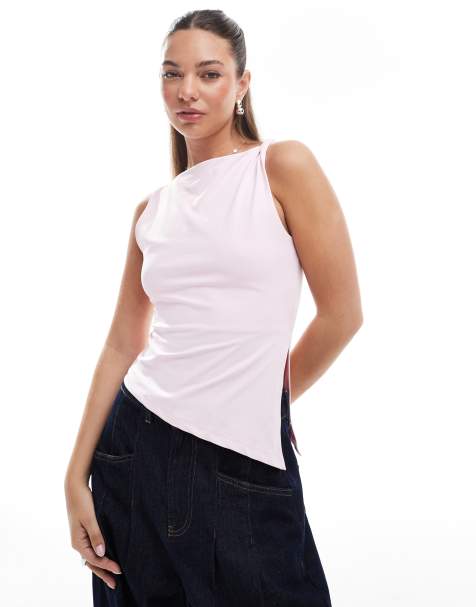 Top rosa pastel sin mangas con detalle retorcido y cuello barco de ASOS DESIGN - view 1