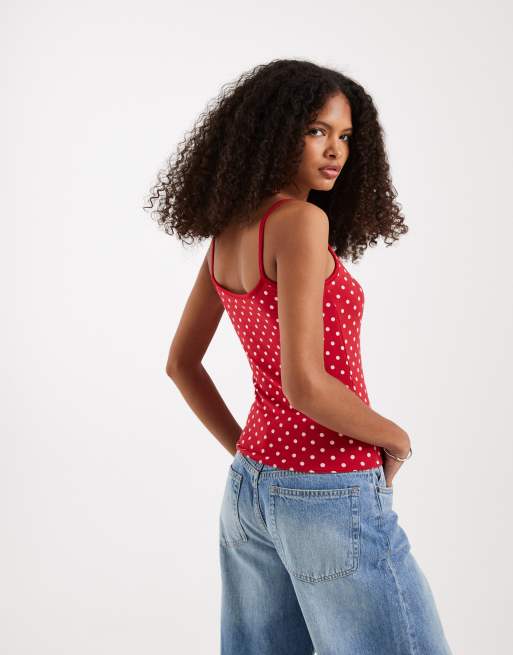 Top rosa reversible de tirantes con estampado de lunares de Hollister, 4 de 4