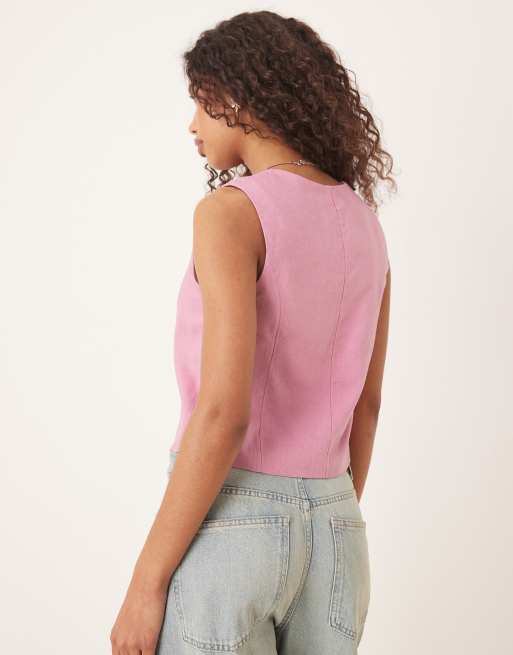 Top rosa sin mangas con lazada delantera de Abercrombie & Fitch, 4 de 4