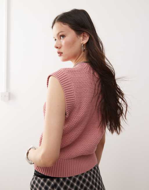Top rosa unisex sin mangas de corte cuadrado de punto de Reclaimed Vintage, 4 de 4