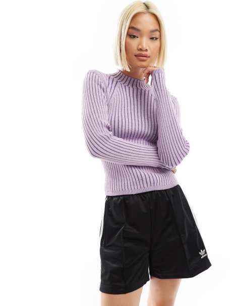 Top rosa y morado de manga larga con patrón de dos tonos de punto de Monki - view 1
