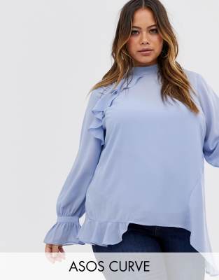 фото Топ с длинными рукавами asos design curve-бесцветный asos curve