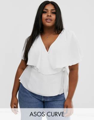 фото Топ с кейпом и запахом asos design curve-бесцветный asos curve