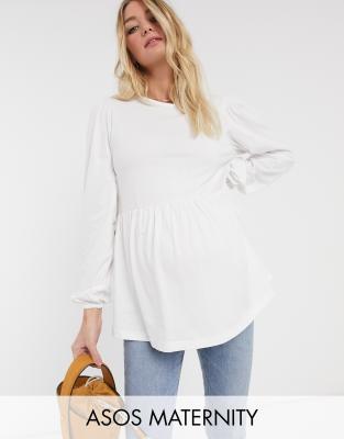 фото Топ с пышным рукавом на манжете и завязкой на спине asos design maternity-красный asos maternity