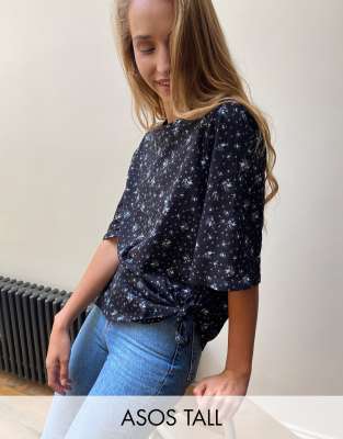 Топ с цветочным принтом и завязкой эксклюзивно для ASOS DESIGN Tall-Многоцветный