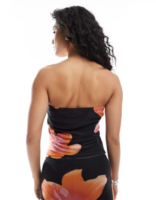Top sin tirantes con estampado floral de malla de JJXX (parte de un conjunto), 4 de 4