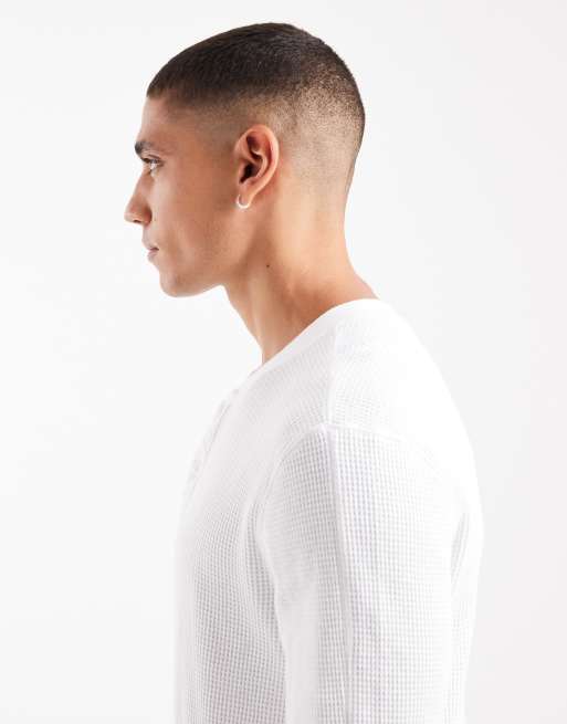 Top térmico blanco de manga larga con cuello panadero de Hollister, 4 de 5