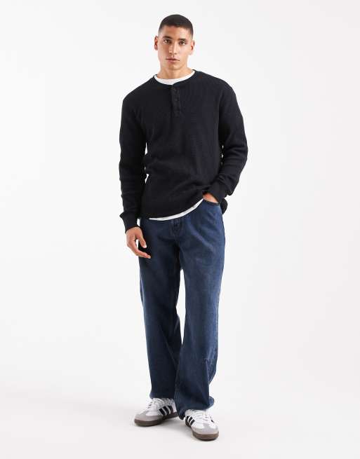Top térmico negro de manga larga con cuello panadero de Hollister, 2 de 5