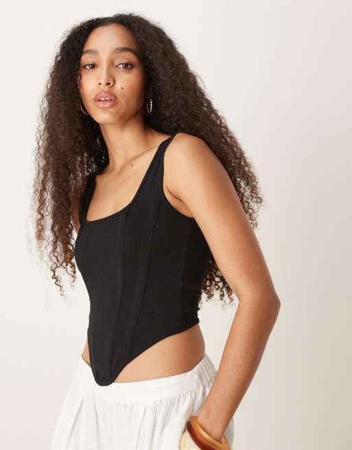 Top tipo corsé con escote cuadrado en negro de ASOS DESIGN