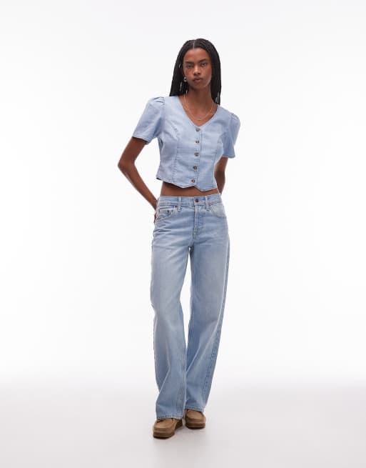 Top vaquero abotonado con lavado claro Moxie de Levi's, 3 de 4
