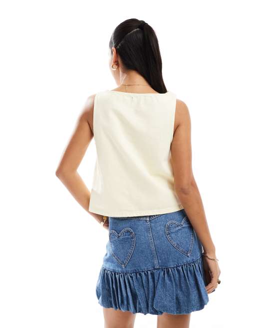 Top vaquero amarillo pastel de corte recto de ASOS DESIGN, 4 de 4