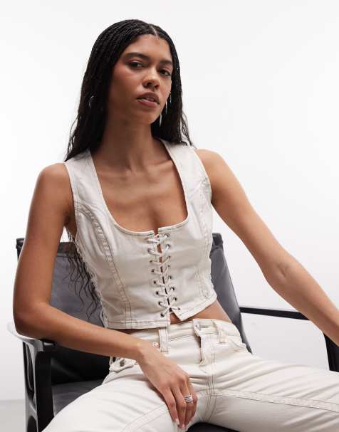 Top vaquero blanco con cordones de True Religion (parte de un conjunto) - view 1