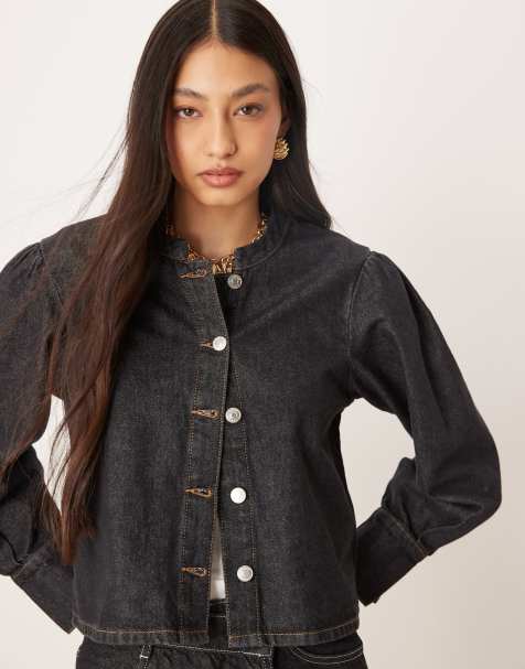 Top vaquero corto con mangas estilo blusón de ASOS DESIGN - view 1
