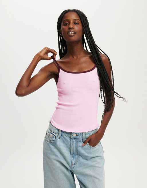Top verde albahaca de tirantes con cuello ancho Byron de Cotton On